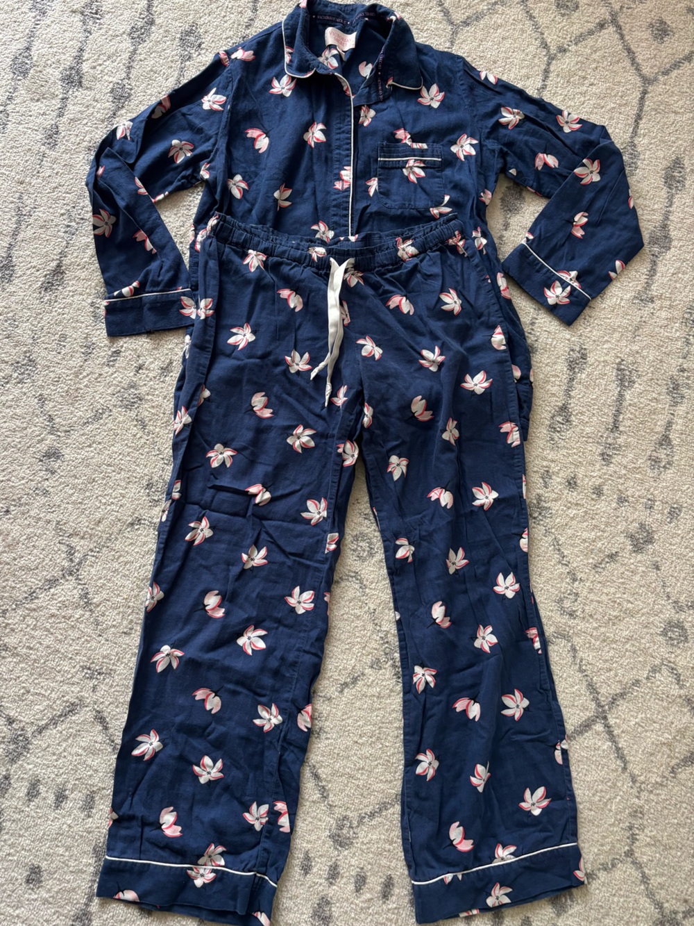 Navy Floral Two-Piece Loungewear Set